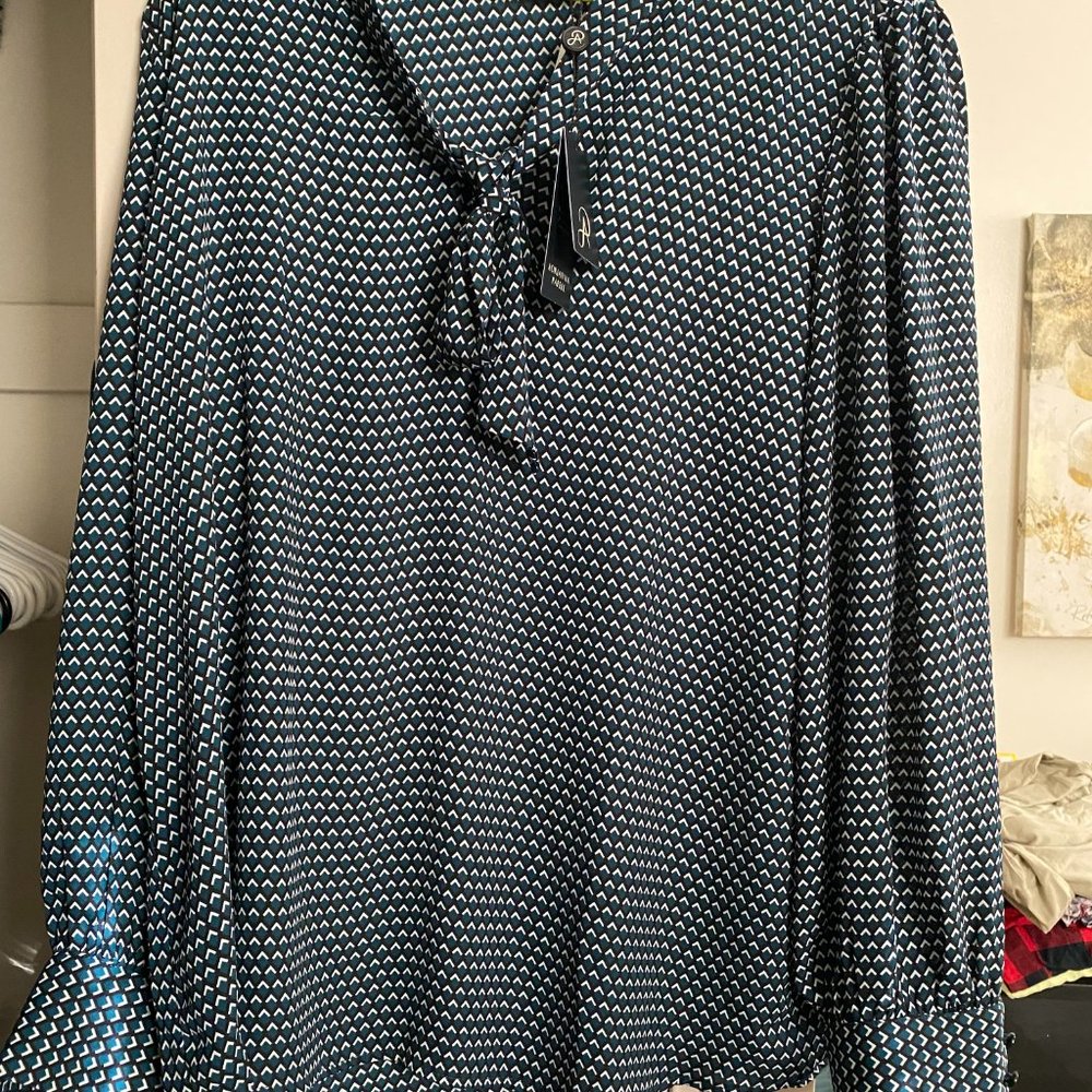 Long Sleeve Tie Neck Blouse - NWT